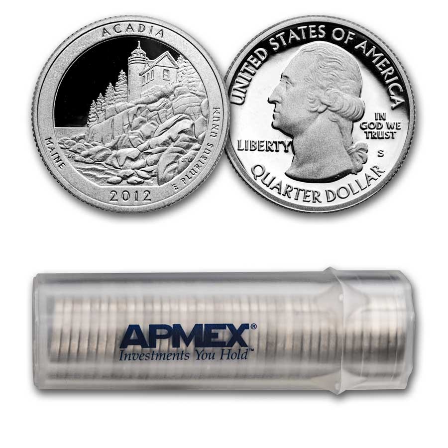 2012-S Quarter ATB Acadia (Silver) 40-Coin Proof Roll
