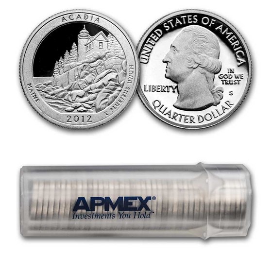2012-S Quarter ATB Acadia (Silver) 40-Coin Proof Roll 2012-S Quarter ATB Acadia (Silver) 40-Coin Proof Roll