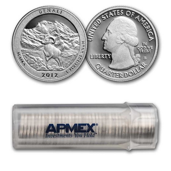 2012-S Quarter ATB Denali (Silver) 40-Coin Proof Roll 2012-S Quarter ATB Denali (Silver) 40-Coin Proof Roll
