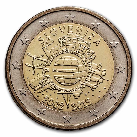2012 Slovenia 2 Euro 10 Years of the Euro BU 2012 Slovenia 2 Euro 10 Years of the Euro BU