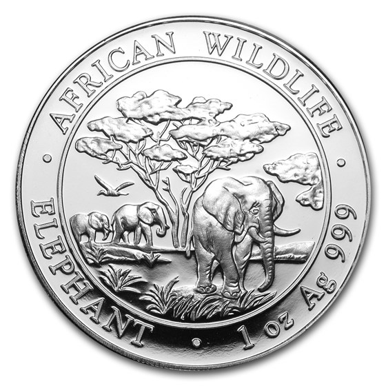 2012 Somalia 1 oz Silver Elephant BU