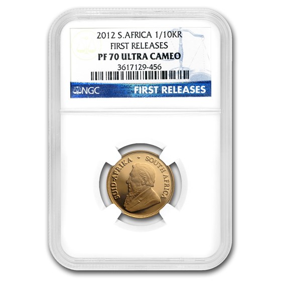 2012 South Africa 1/10 oz Gold Krugerrand PF-70 NGC (FR) 2012 South Africa 1/10 oz Gold Krugerrand PF-70 NGC (FR)