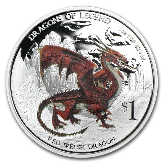 2012 Tuvalu 1 oz Silver Dragons of Legend Proof (Red Welsh) 2012 Tuvalu 1 oz Silver Dragons of Legend Proof (Red Welsh)