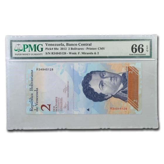 2012 Venezuela 2 Bolivares De Miranda CU-66 EPQ PMG 2012 Venezuela 2 Bolivares De Miranda CU-66 EPQ PMG