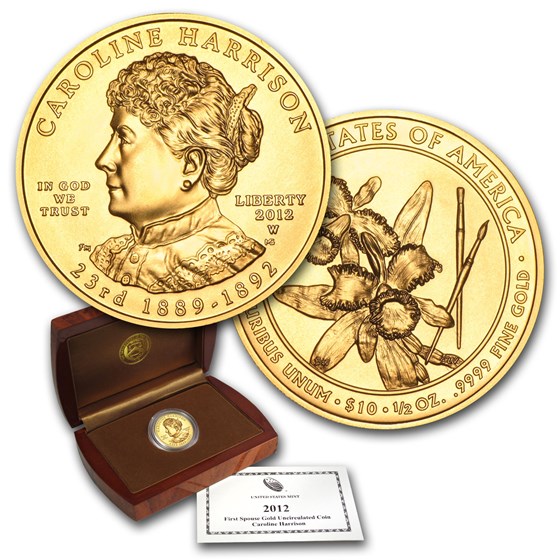 2012-W 1/2 oz Gold Caroline Harrison BU (w/Box & COA) 2012-W 1/2 oz Gold Caroline Harrison BU (w/Box & COA)