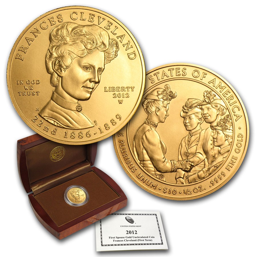 2012-W 1/2 oz Gold Frances Cleveland 1st Term BU (w/Box & COA)