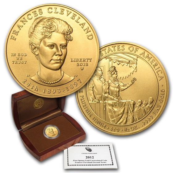 2012-W 1/2 oz Gold Frances Cleveland 2nd Term BU (w/Box & COA) 2012-W 1/2 oz Gold Frances Cleveland 2nd Term BU (w/Box & COA)