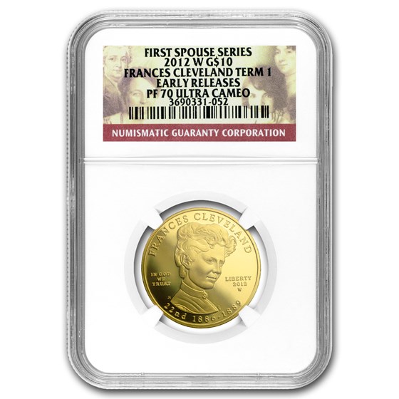 2012-W 1/2 oz Prf Gold Frances Cleveland 1st Term PF-70 NGC (ER) 2012-W 1/2 oz Prf Gold Frances Cleveland 1st Term PF-70 NGC (ER)