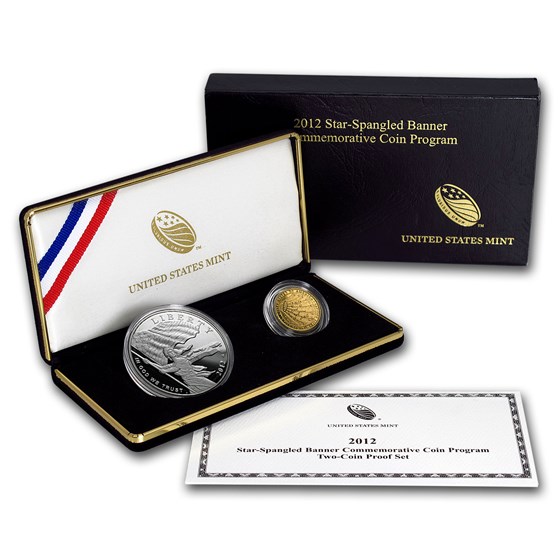 2012-W 2-Coin Commem Star Spangled Banner Proof Set (w/Box & COA) 2012-W 2-Coin Commem Star Spangled Banner Proof Set (w/Box & COA)