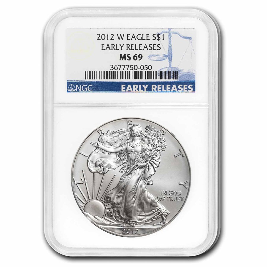 2012-W Burnished American Silver Eagle MS-69 NGC (25th Anniv)