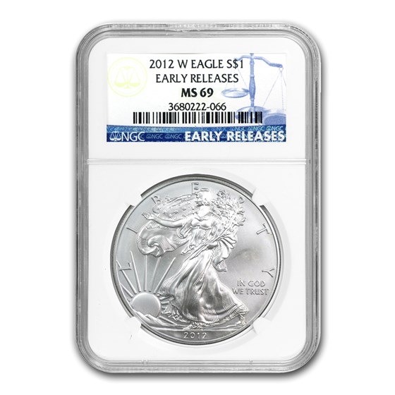 2012-W Burnished American Silver Eagle MS-69 NGC (ER) 2012-W Burnished American Silver Eagle MS-69 NGC (ER)