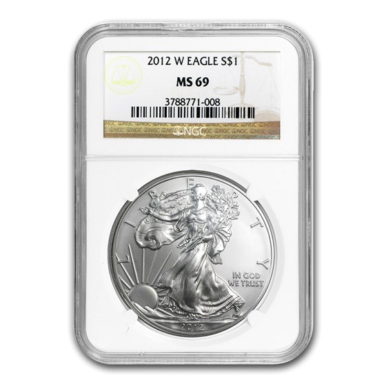 2012-W Burnished American Silver Eagle SP/MS-69 NGC 2012-W Burnished American Silver Eagle SP/MS-69 NGC