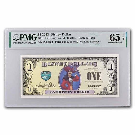 2013 $1.00 (D) Captain Hook CU-65 EPQ PMG (DIS#164) 2013 $1.00 (D) Captain Hook CU-65 EPQ PMG (DIS#164)