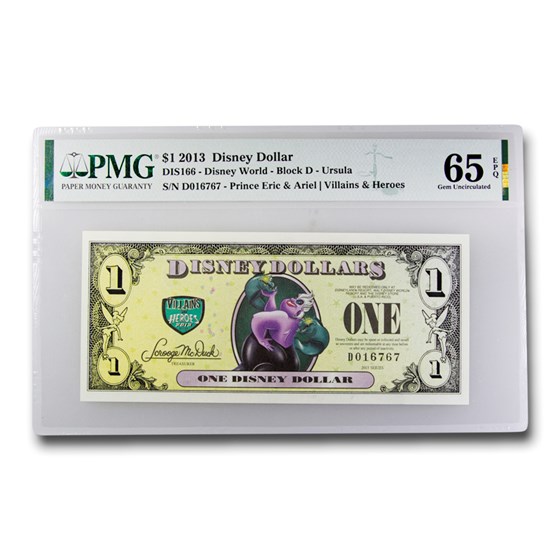 2013 $1.00 Disney Villains & Heroes Ursula Gem CU-65 EPQ PMG 2013 $1.00 Disney Villains & Heroes Ursula Gem CU-65 EPQ PMG