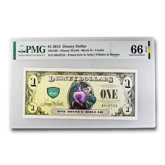 2013 $1.00 Disney Villains & Heroes Ursula Gem CU-66 EPQ PMG 2013 $1.00 Disney Villains & Heroes Ursula Gem CU-66 EPQ PMG