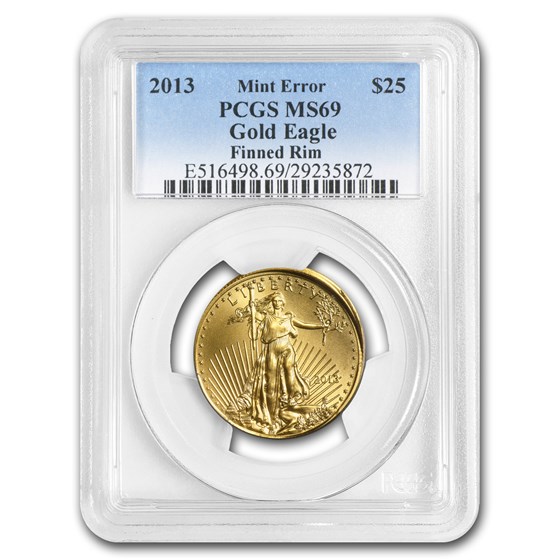 2013 1/2 oz Gold Eagle "Finned Rim" Mint Error MS-69 PCGS