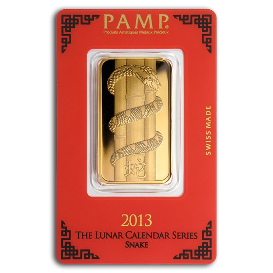2013 1 oz Gold Bar - PAMP Suisse Year of the Snake (In Assay)