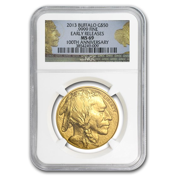 2013 1 oz Gold Buffalo MS-69 NGC (ER, 100th Anniv Label) 2013 1 oz Gold Buffalo MS-69 NGC (ER, 100th Anniv Label)