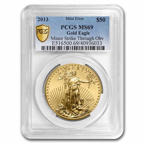 2013 1 oz Gold Eagle MS-69 PCGS (Error, Minor Strike-Thru Obv) 2013 1 oz Gold Eagle MS-69 PCGS (Error, Minor Strike-Thru Obv)
