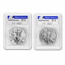 2013 2-Coin Silver Eagle Set MS/PR-70 PCGS (FS, WP Label, Toned)