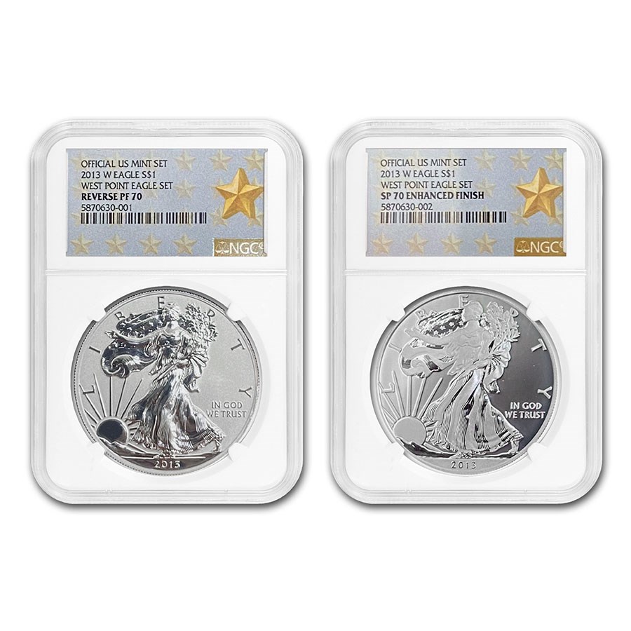2013 2-Coin Silver Eagle Set SP/PF-70 NGC (West Point)