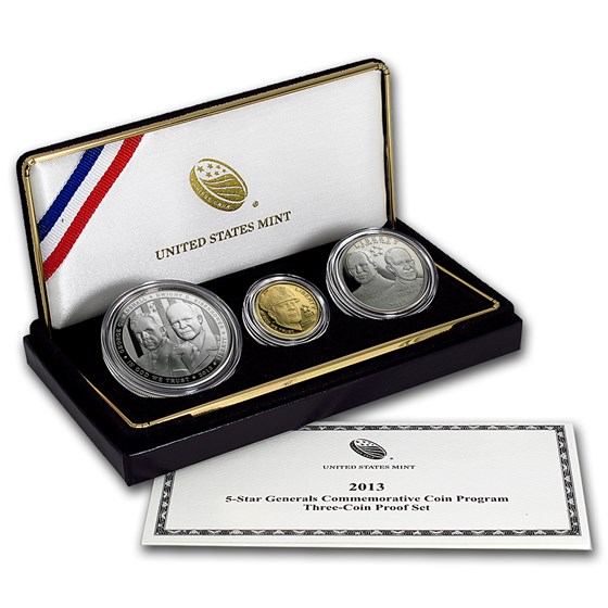 2013 3-Coin Commem Five Star General Proof Set (w/Box & COA) 2013 3-Coin Commem Five Star General Proof Set (w/Box & COA)