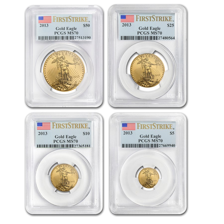 2013 4-Coin American Gold Eagle Set MS-70 PCGS (FS)