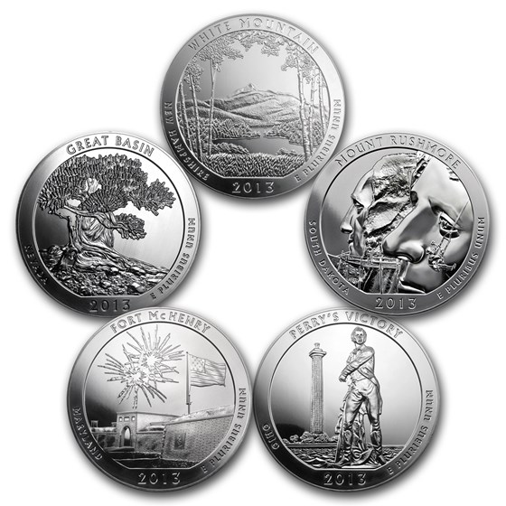 2013 5-Coin 5 oz Silver ATB Set (America the Beautiful) 2013 5-Coin 5 oz Silver ATB Set (America the Beautiful)