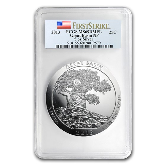 2013 5 oz Silver ATB Great Basin MS-69 DMPL PCGS (FS) 2013 5 oz Silver ATB Great Basin MS-69 DMPL PCGS (FS)