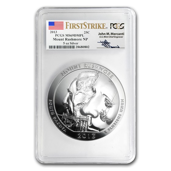 2013 5 oz Silver ATB Mt. Rushmore MS-69 DMPL PCGS (FS, Mercanti) 2013 5 oz Silver ATB Mt. Rushmore MS-69 DMPL PCGS (FS, Mercanti)