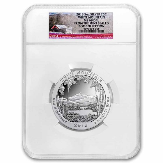 2013 5 oz Silver ATB White Mountain MS-69 DPL NGC 2013 5 oz Silver ATB White Mountain MS-69 DPL NGC