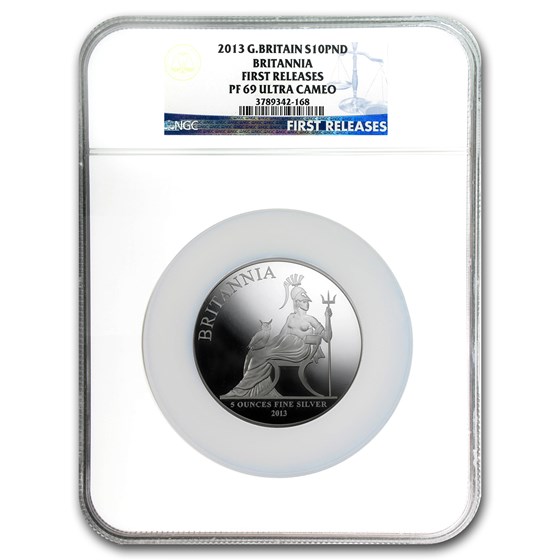 2013 5 oz Silver Britannia PF-69 NGC (First Release) 2013 5 oz Silver Britannia PF-69 NGC (First Release)
