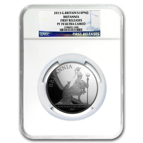 2013 5 oz Silver Britannia PF-70 NGC First Release 2013 5 oz Silver Britannia PF-70 NGC First Release