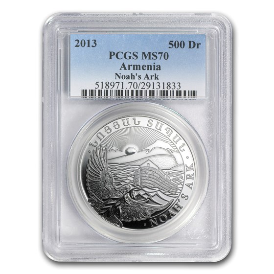 2013 Armenia 1 oz Silver 500 Drams Noah’s Ark MS-70 PCGS 2013 Armenia 1 oz Silver 500 Drams Noah’s Ark MS-70 PCGS