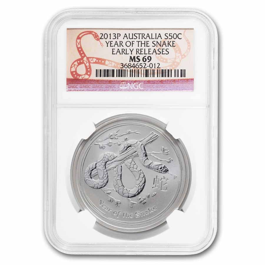 2013 Australia 1/2 oz Silver Year of the Snake MS-69 NGC (ER)