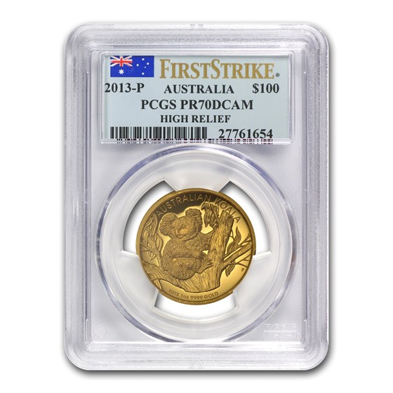 2013 Australia 1 oz Gold Koala PR-70 PCGS (FS, High Relief) 2013 Australia 1 oz Gold Koala PR-70 PCGS (FS, High Relief)