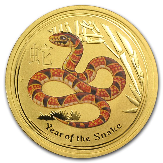 2013 Australia 1 oz Gold Lunar Snake BU (Series II, Orange Color) 2013 Australia 1 oz Gold Lunar Snake BU (Series II, Orange Color)