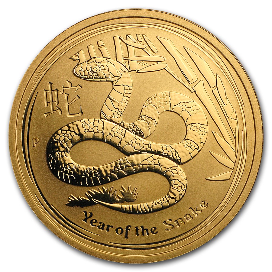 2013 Australia 1 oz Gold Lunar Snake BU (Series II)