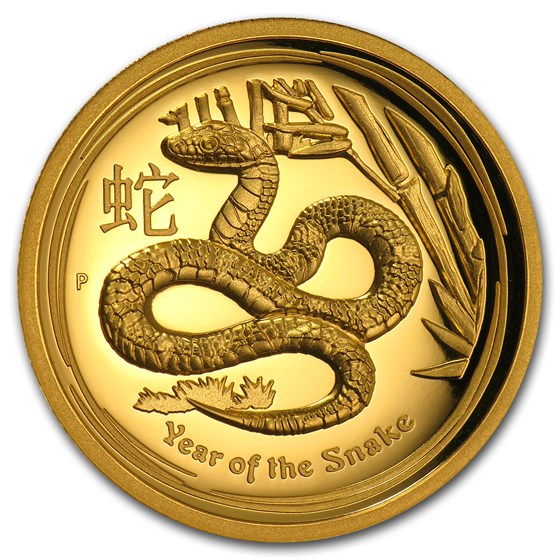 2013 Australia 1 oz Gold Lunar Snake Proof (UHR, Box & COA)