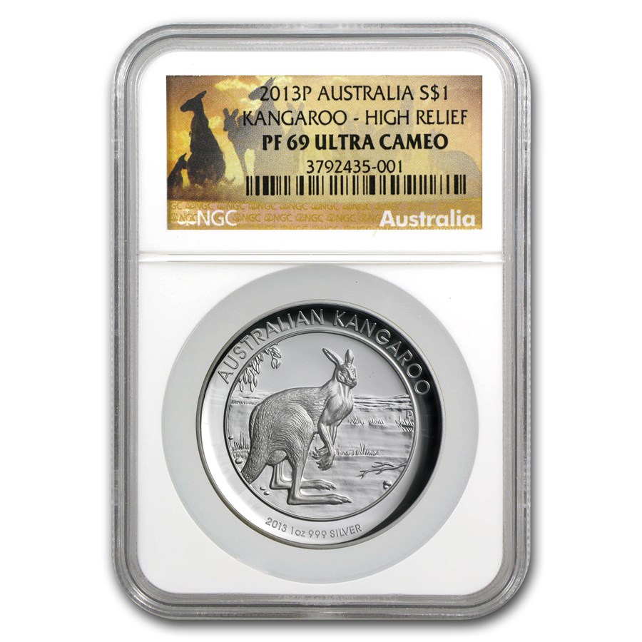 2013 Australia 1 oz Silver Kangaroo PF-69 NGC (High Relief)
