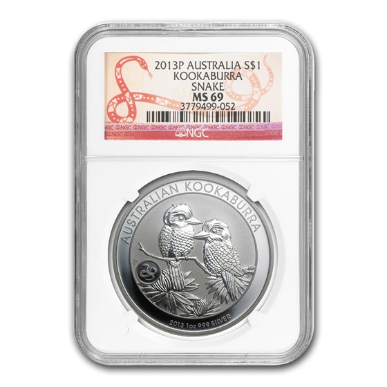2013 Australia 1 oz Silver Kookaburra MS-69 NGC (Snake Privy)