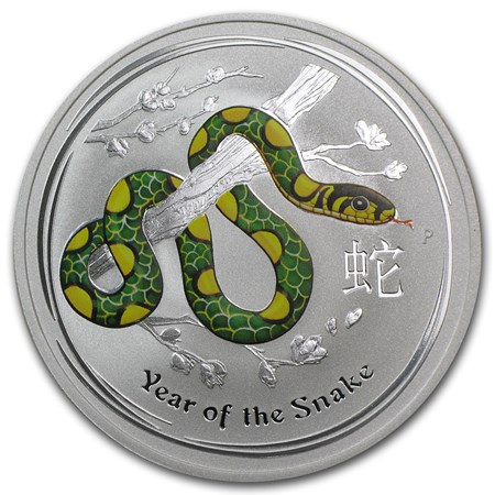 2013 australia 1 oz silver year of the snake bu colorized