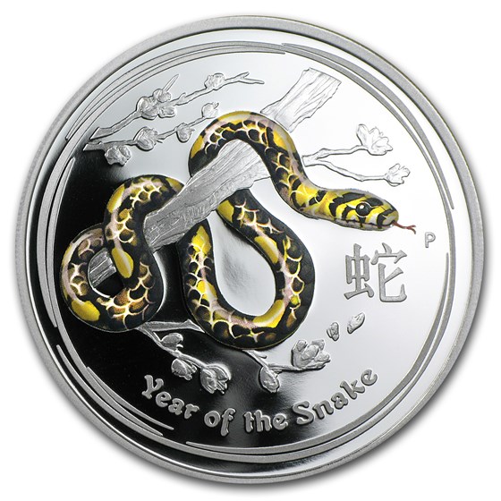 2013 Australia 1 oz Silver Year of the Snake Proof (Colorized)