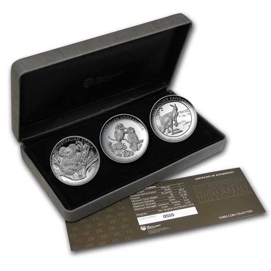 2013 Australia 3-Coin 1 oz Silver High Relief Proof Set 2013 Australia 3-Coin 1 oz Silver High Relief Proof Set
