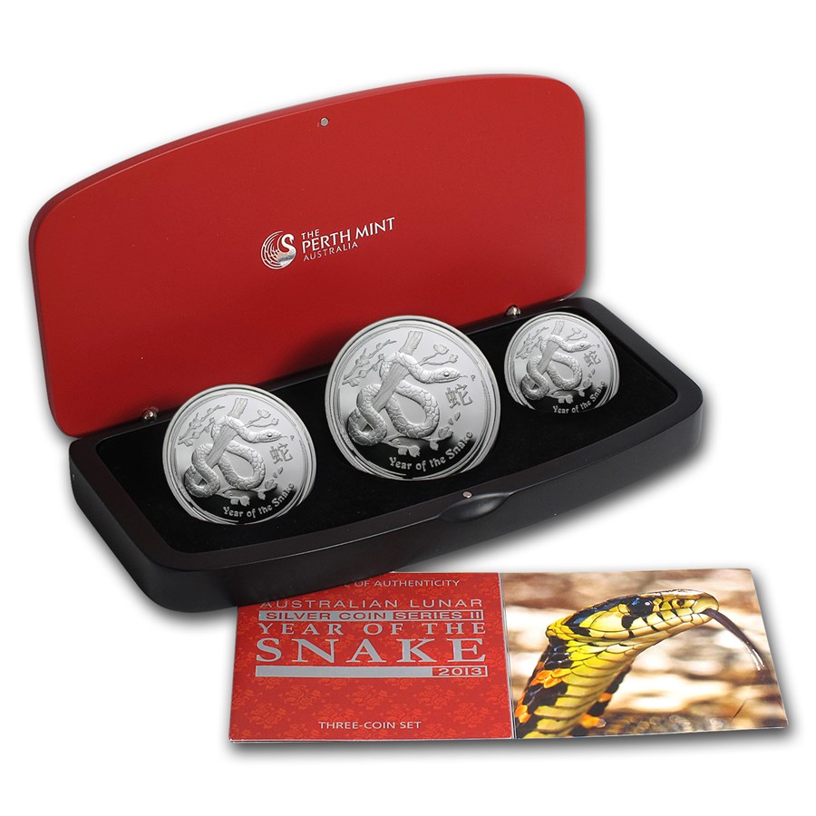 2013 Australia 3-Coin Silver Year of the Snake Proof Set