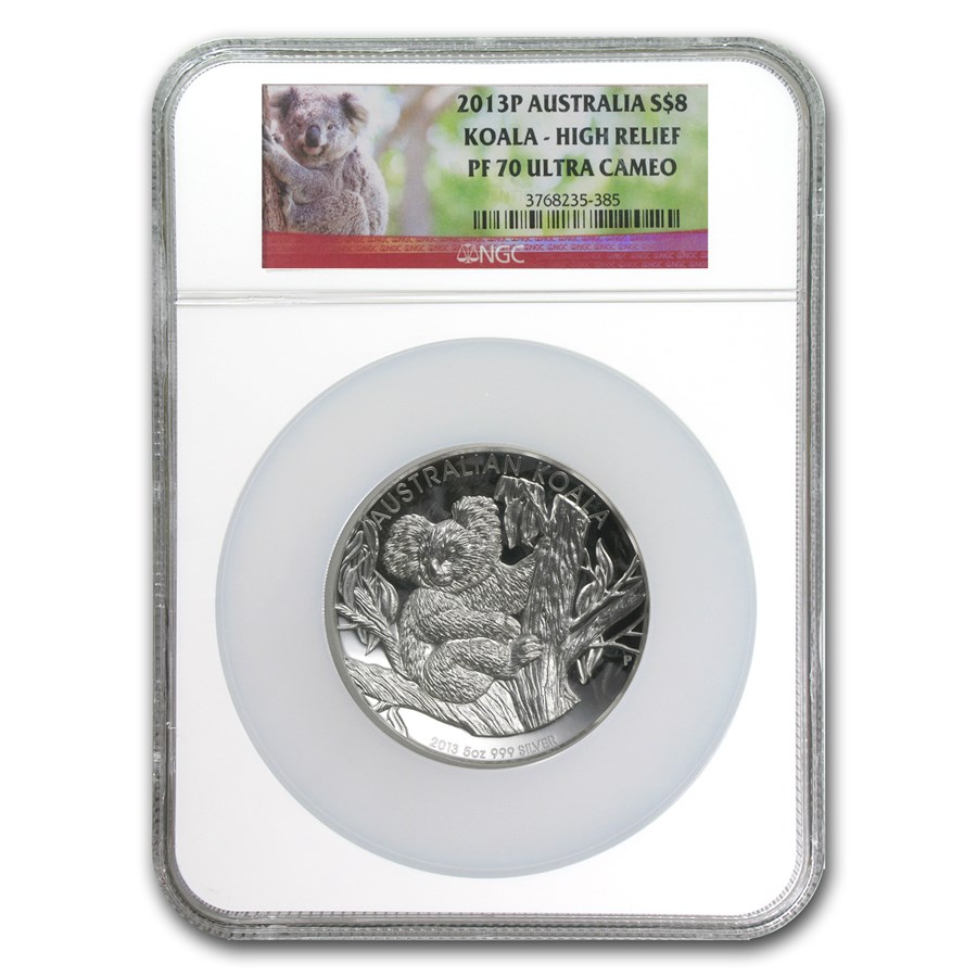 2013 Australia 5 oz Silver Koala PF-70 NGC (High Relief)