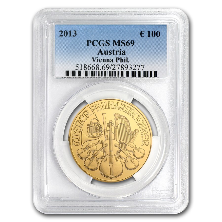 2013 Austria 1 oz Gold Philharmonic MS-69 PCGS