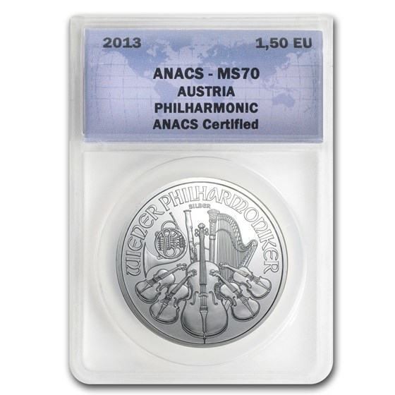 2013 Austria 1 oz Silver Philharmonic MS-70 ANACS 2013 Austria 1 oz Silver Philharmonic MS-70 ANACS