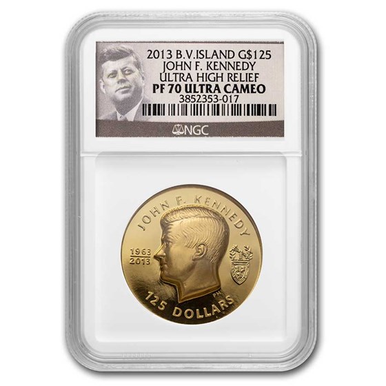 2013 BVI 1 oz Gold John F. Kennedy Ultra High Relief PF-70 NGC 2013 BVI 1 oz Gold John F. Kennedy Ultra High Relief PF-70 NGC