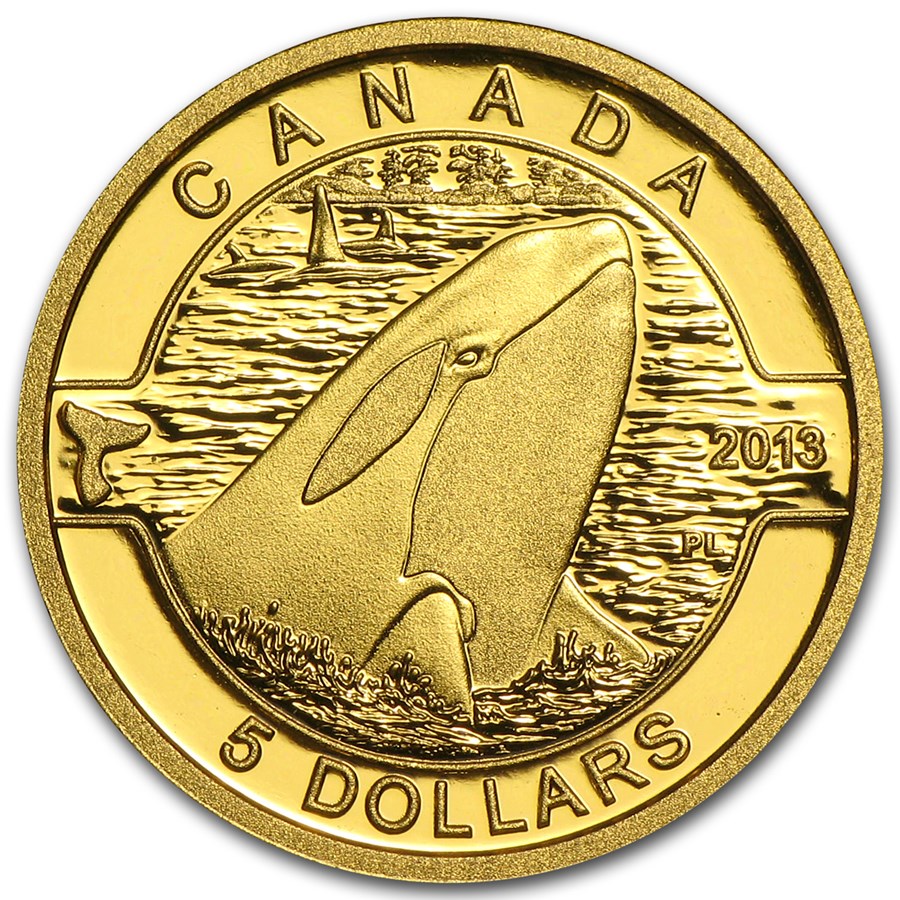 2013 Canada 1/10 oz Proof Gold $5 Orca